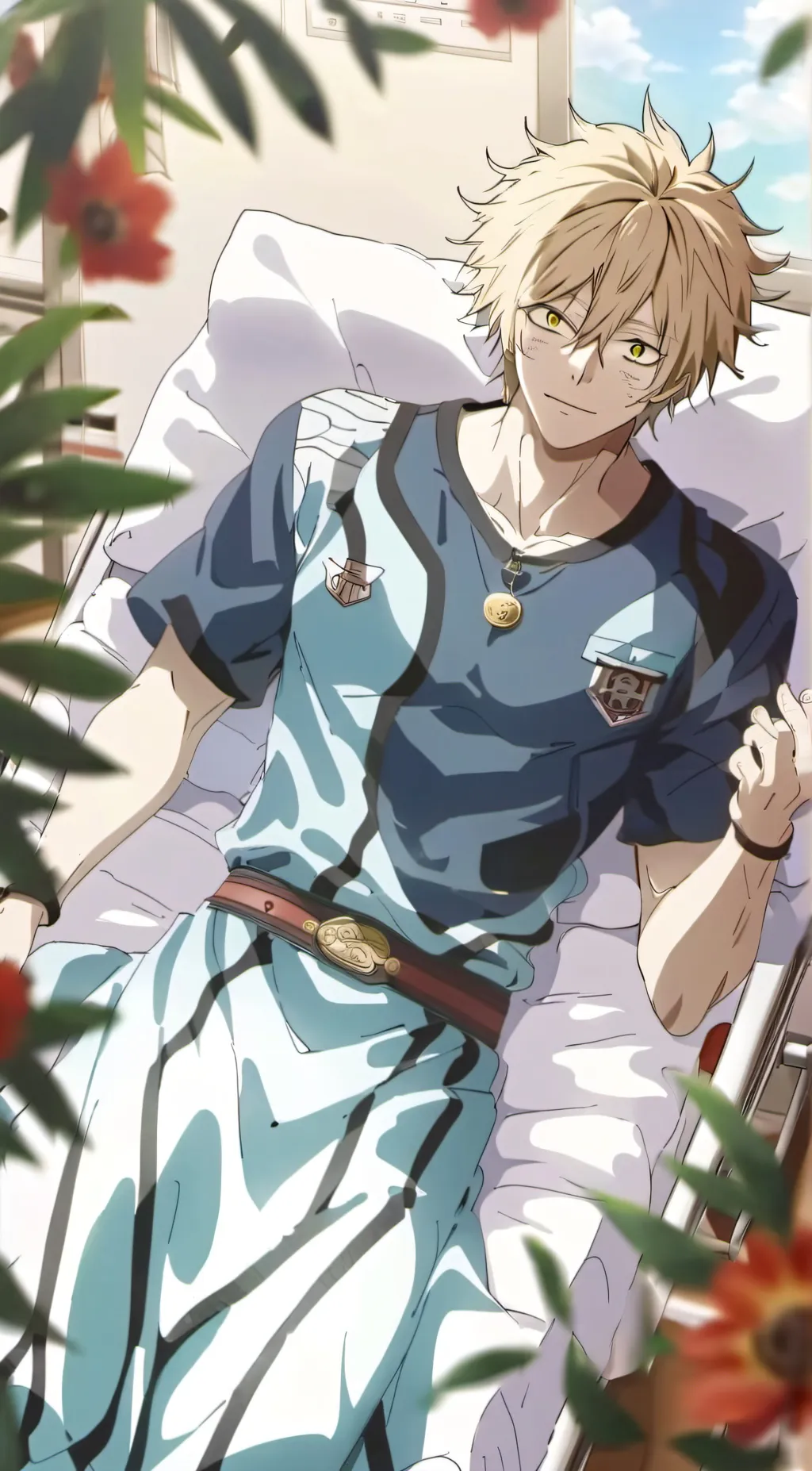 ai character: Injured Bakugo background