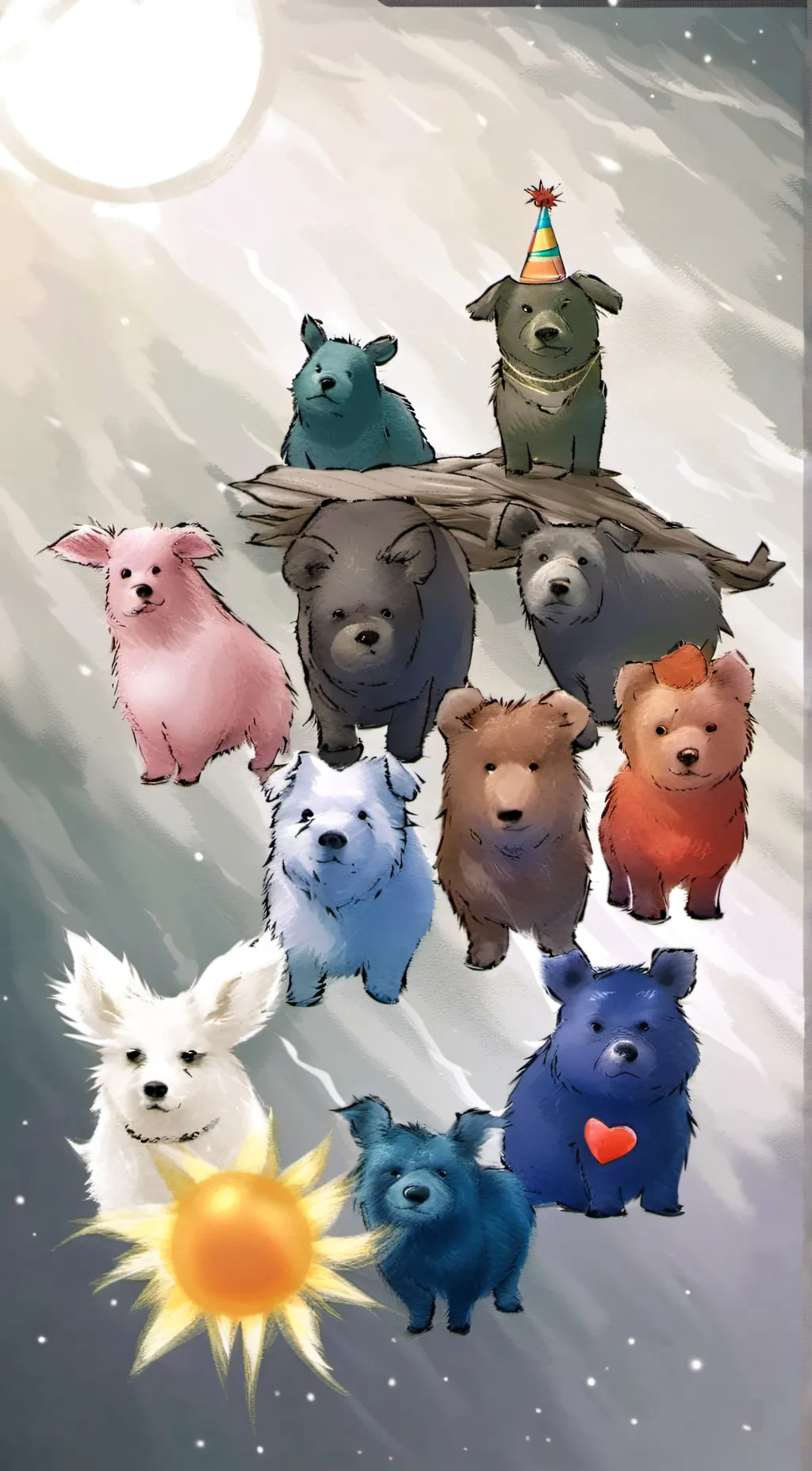 ai character: Smiling critters background