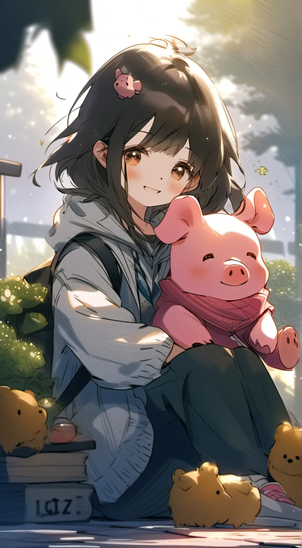 ai character: smiling  background