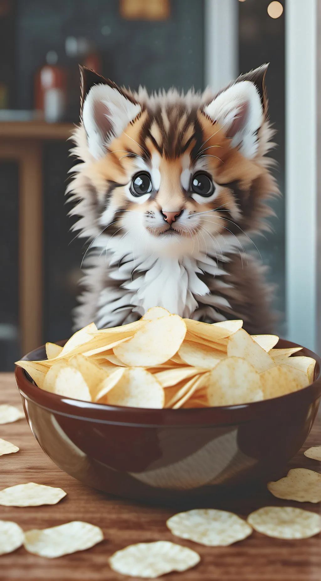 ai character: potato chip Kitty background