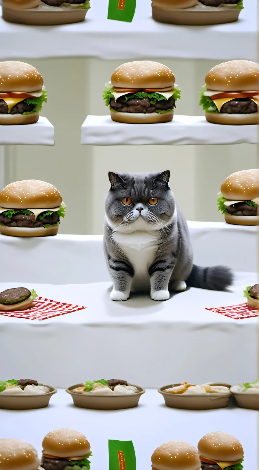 ai character: Burger king cat background