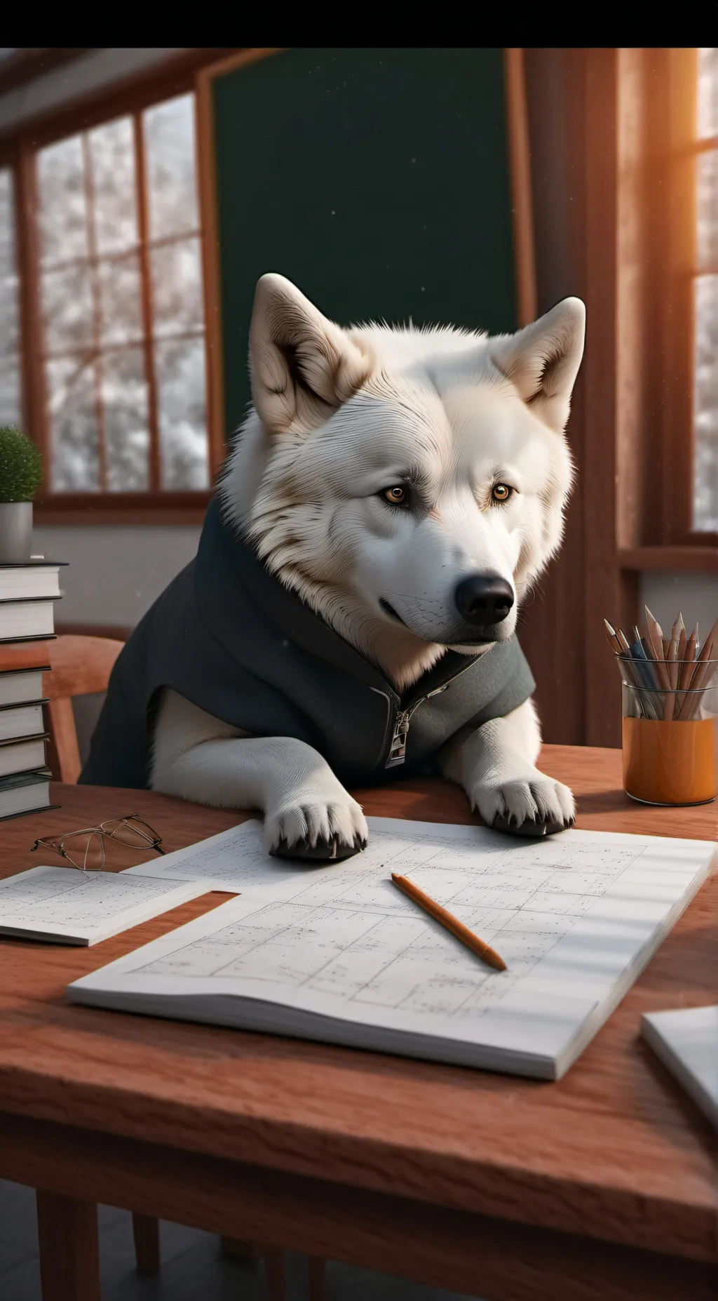 ai character: sala de aula background