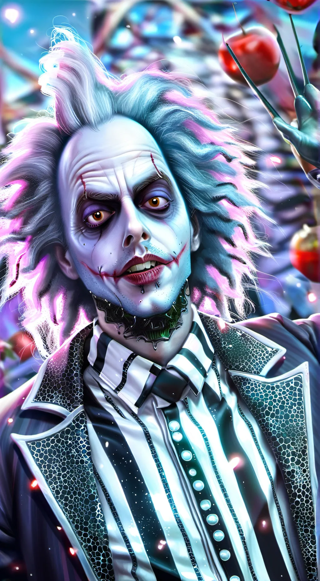 ai character: beetle juice  background