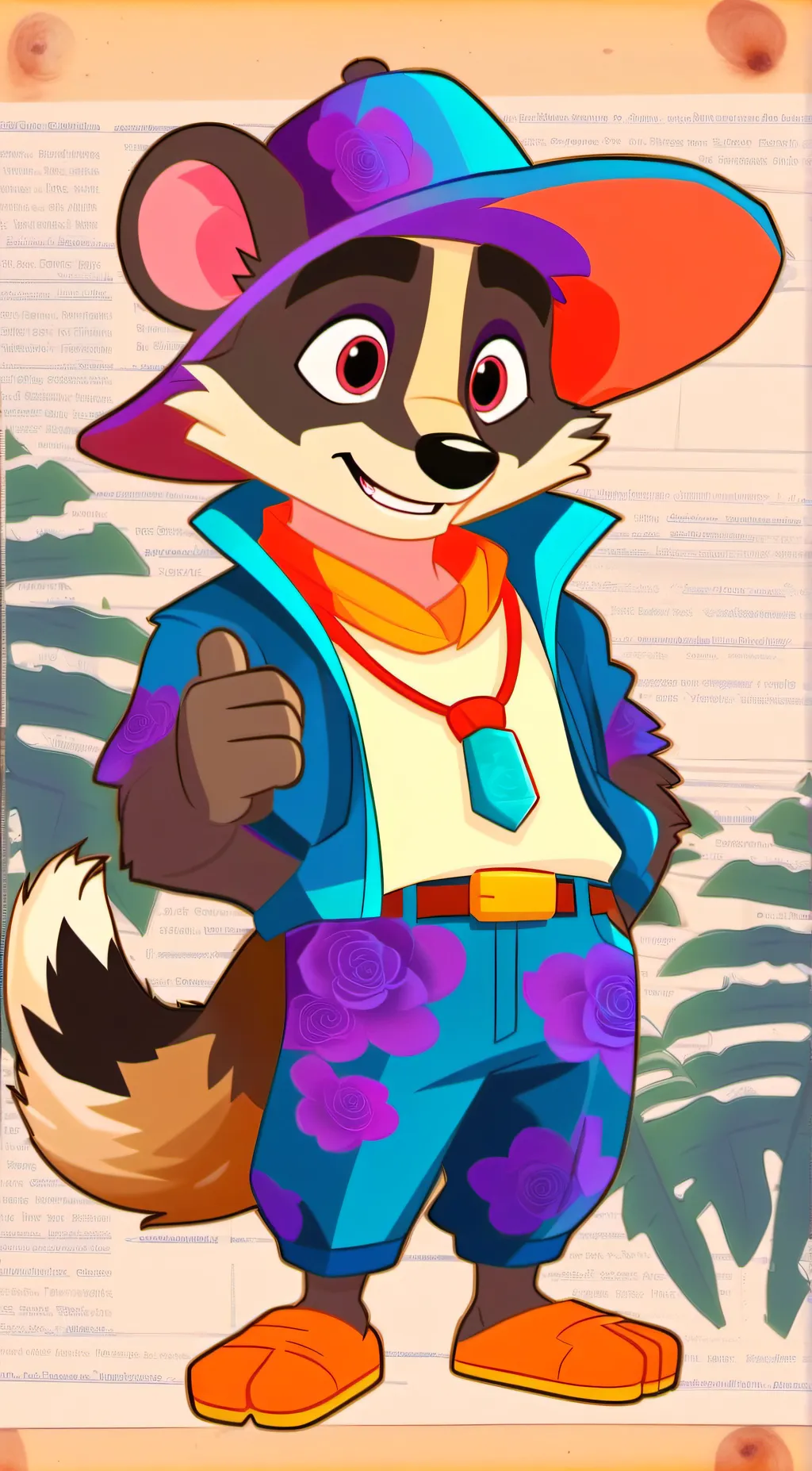 ai character: rambley raccoon  background