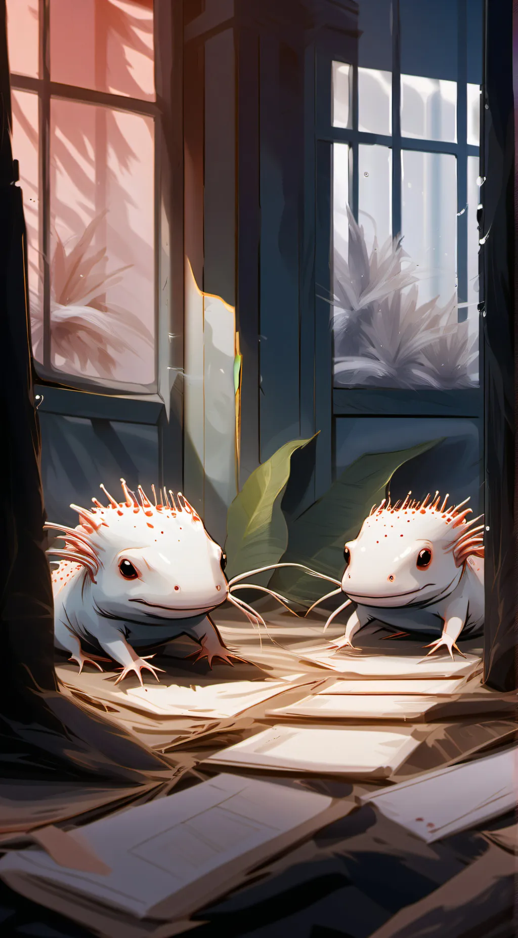 ai character: 1,000  axolotls background