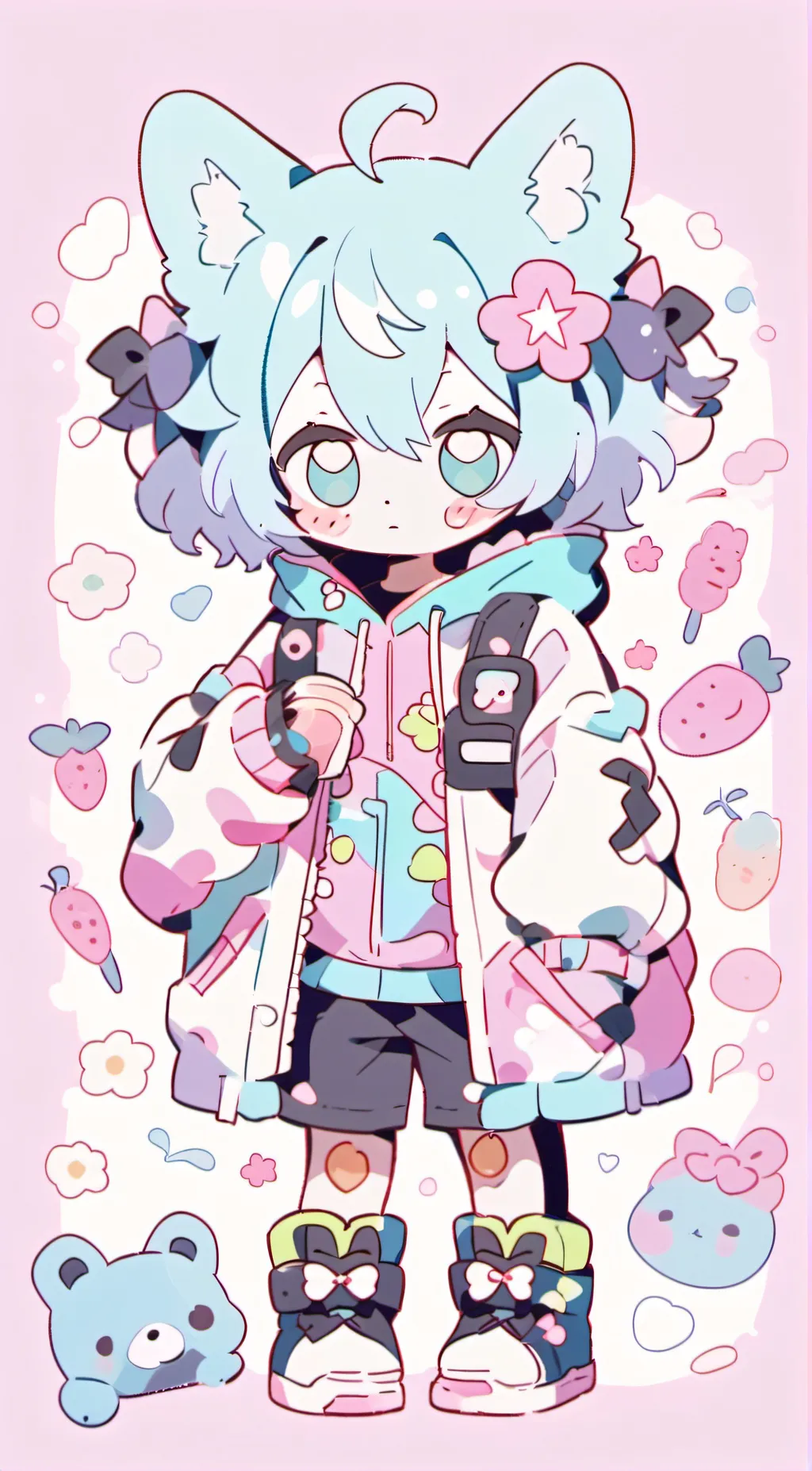 ai character: dogpressed  background