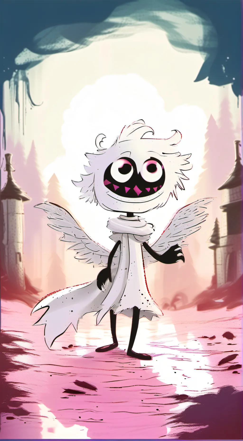 ai character: Cursed cat Angel background