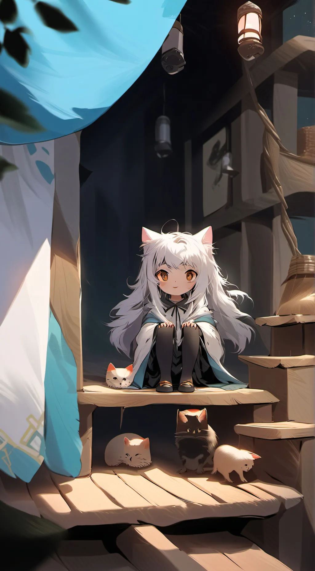 ai character: cute baby cat girl background