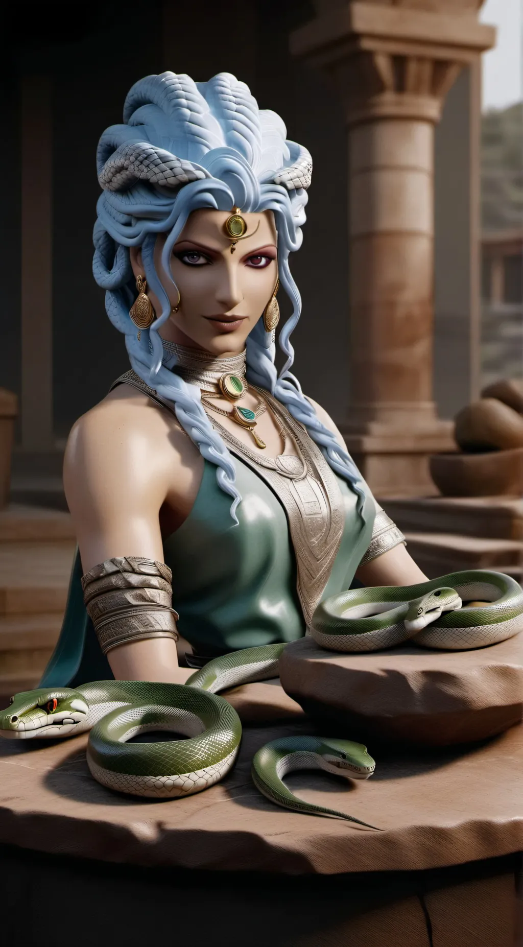 ai character: Medusa background