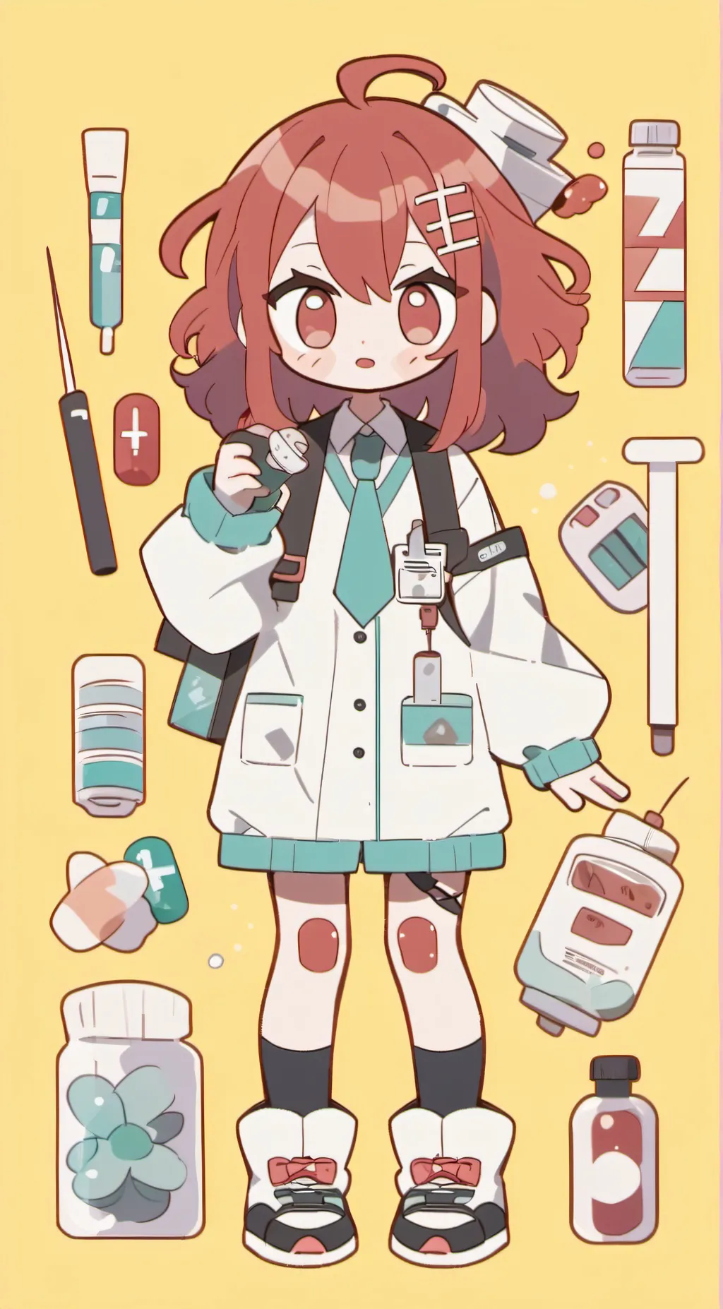 ai character: dr teto and miku  background