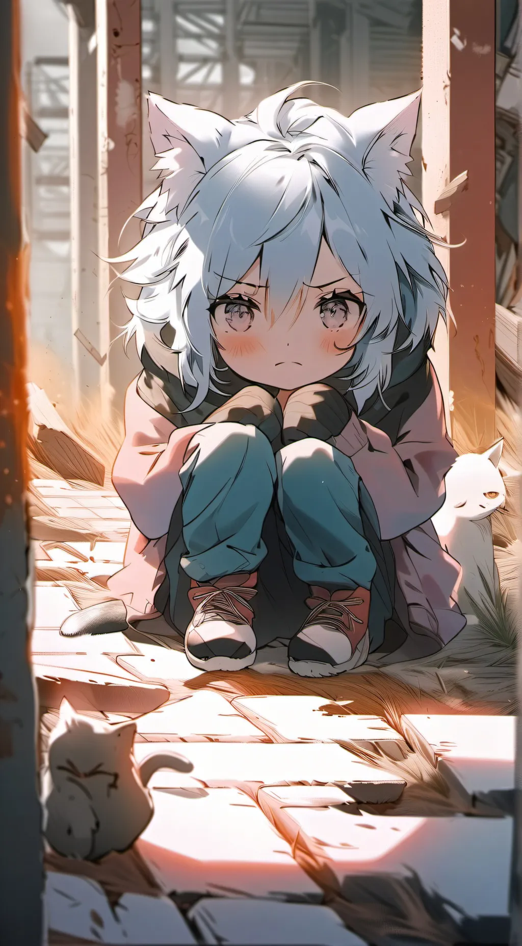 ai character: cute cat girl background