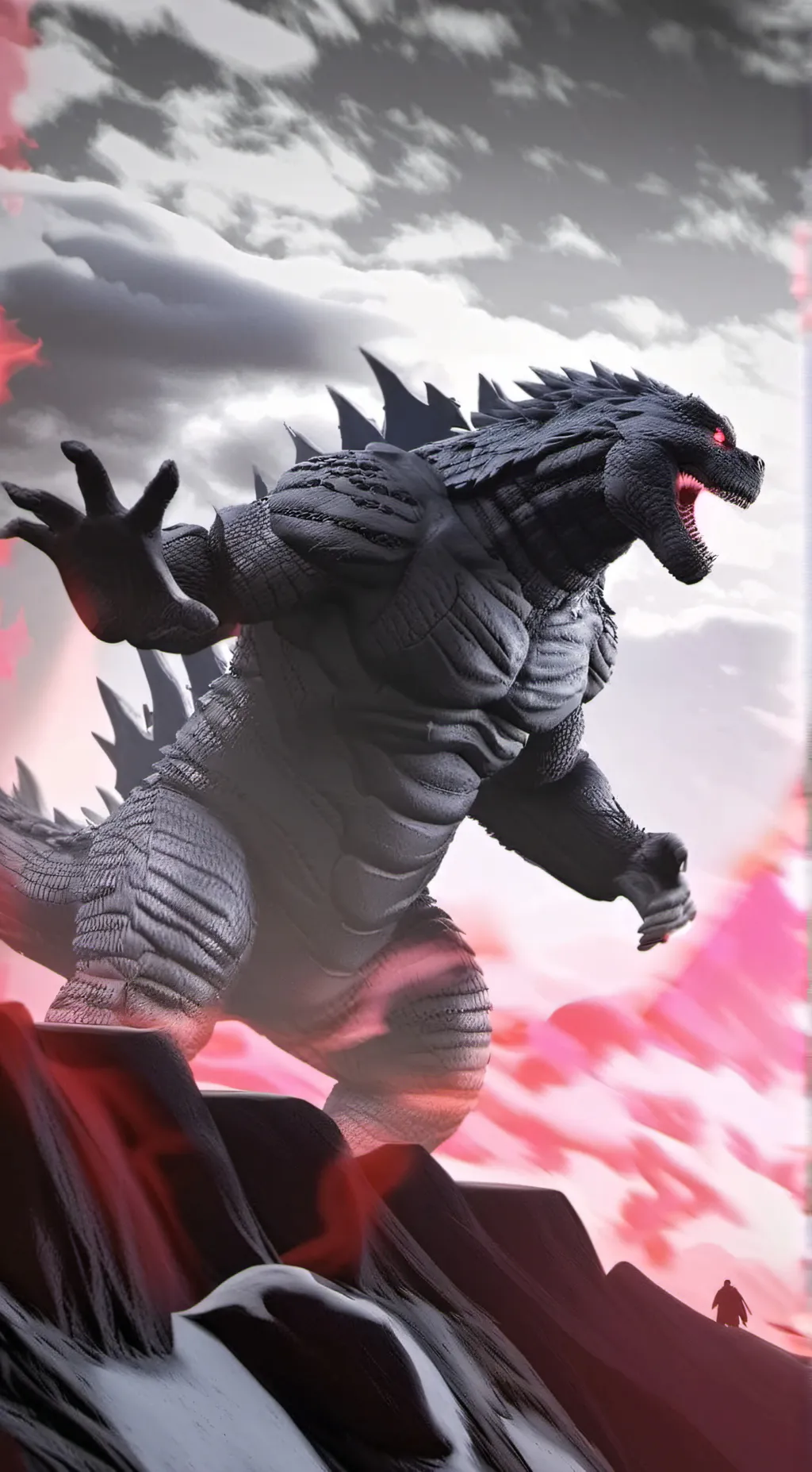 ai character: godzilla background