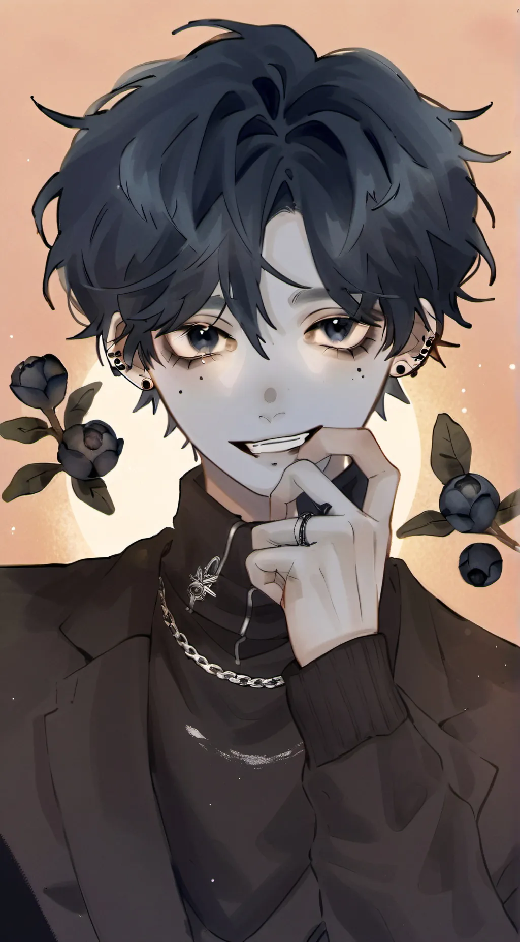 ai character: Berry/ blueberry  background