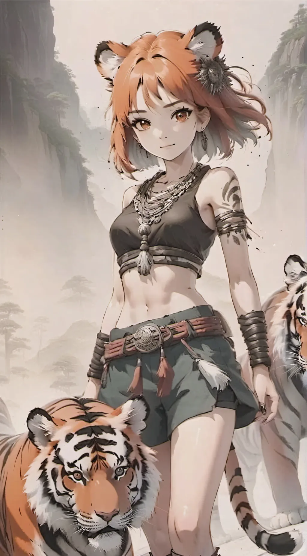 ai character: Tiger Girl background