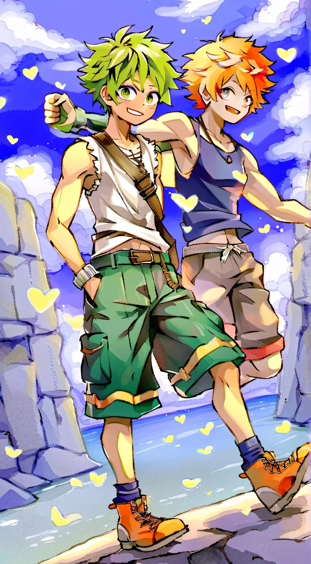 ai character: bakugo and Deku background