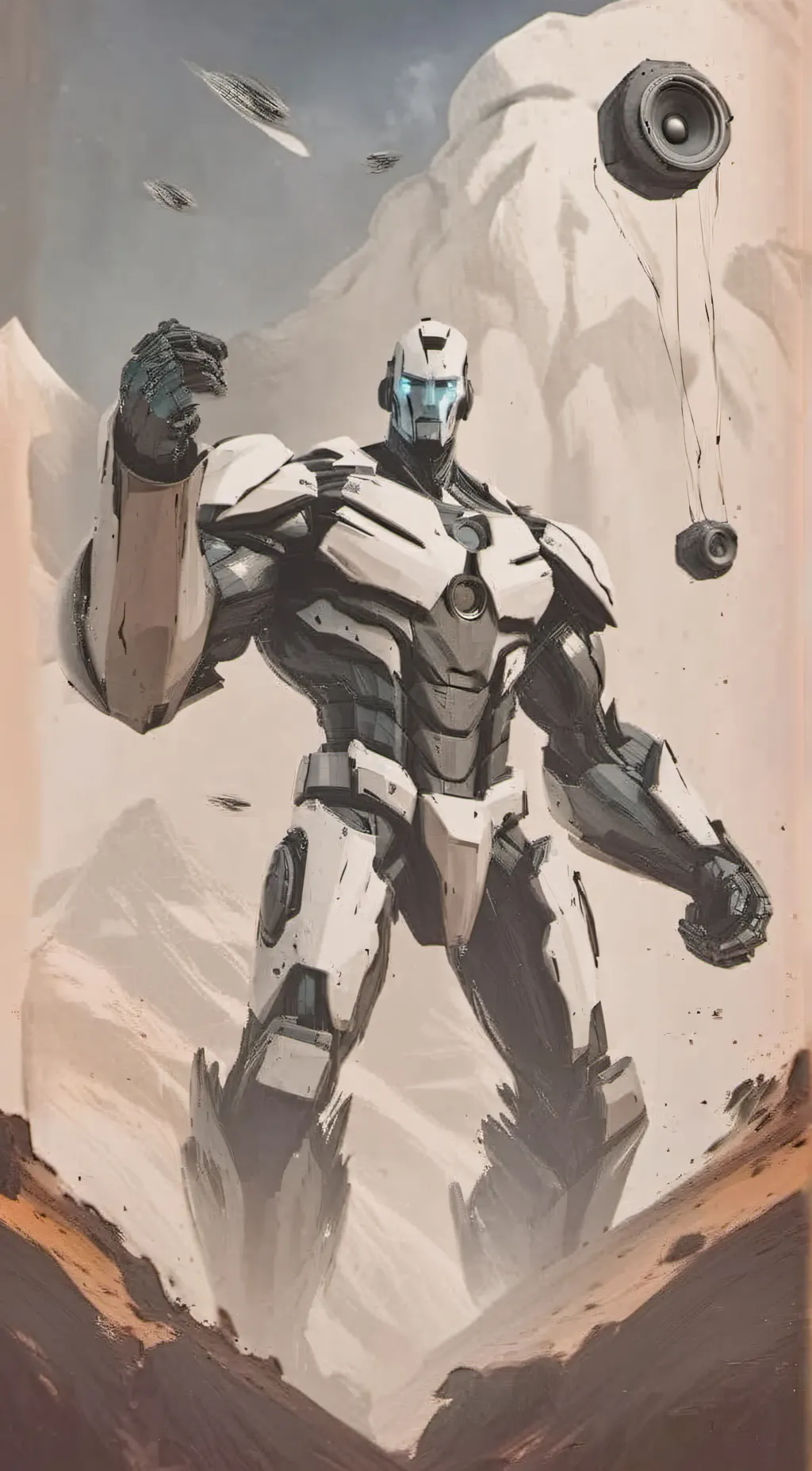 ai character: Titan speaker man  background