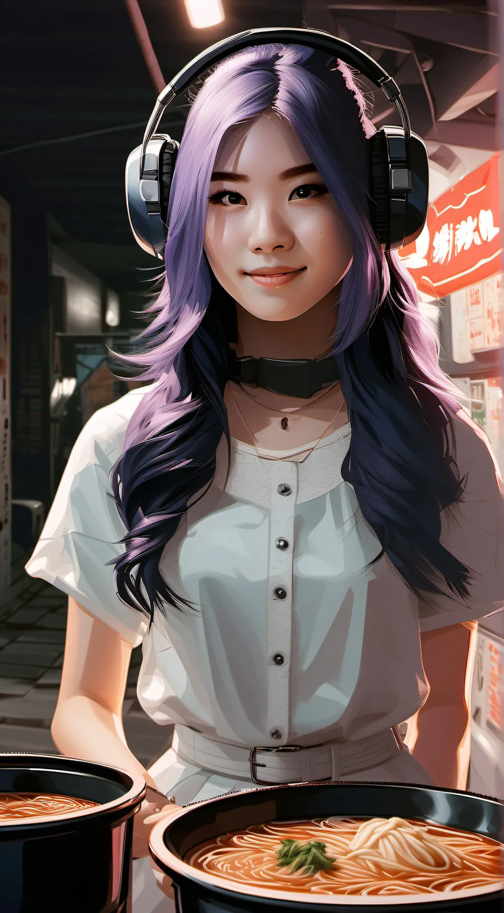 ai character: Violet background