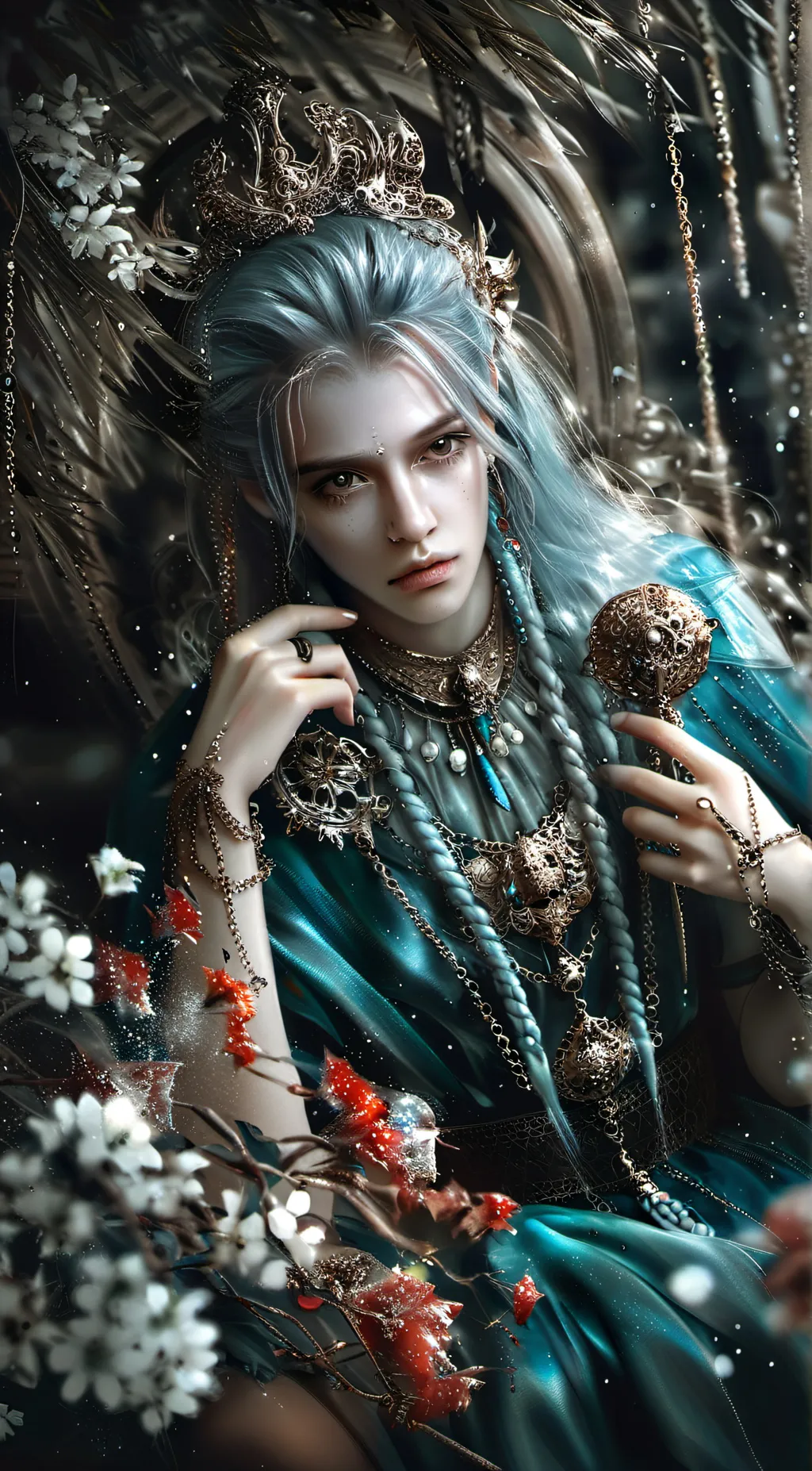 ai character: Blue pearl background