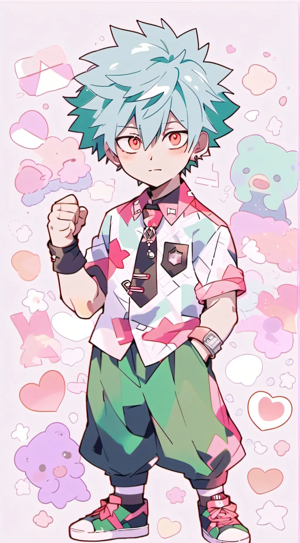 ai character: Bakugo +kirishima background