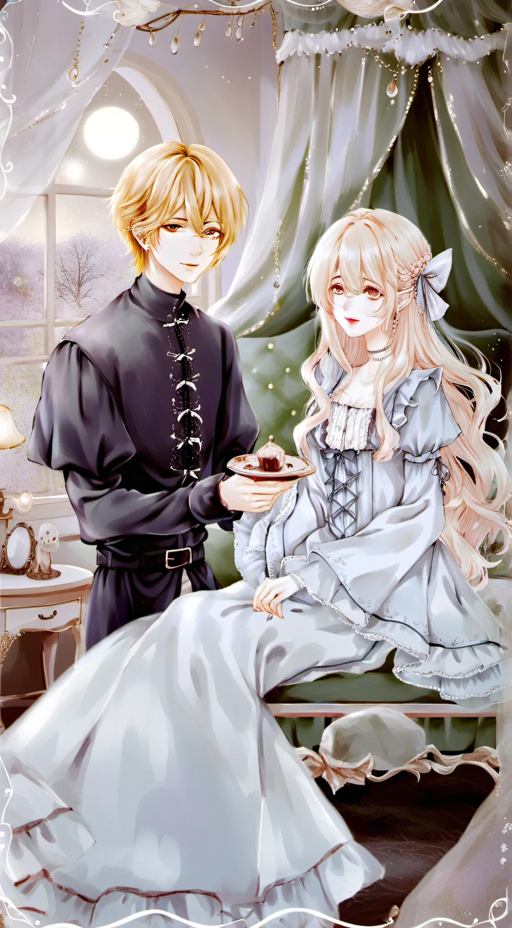 ai character: Flora & Sebastian background