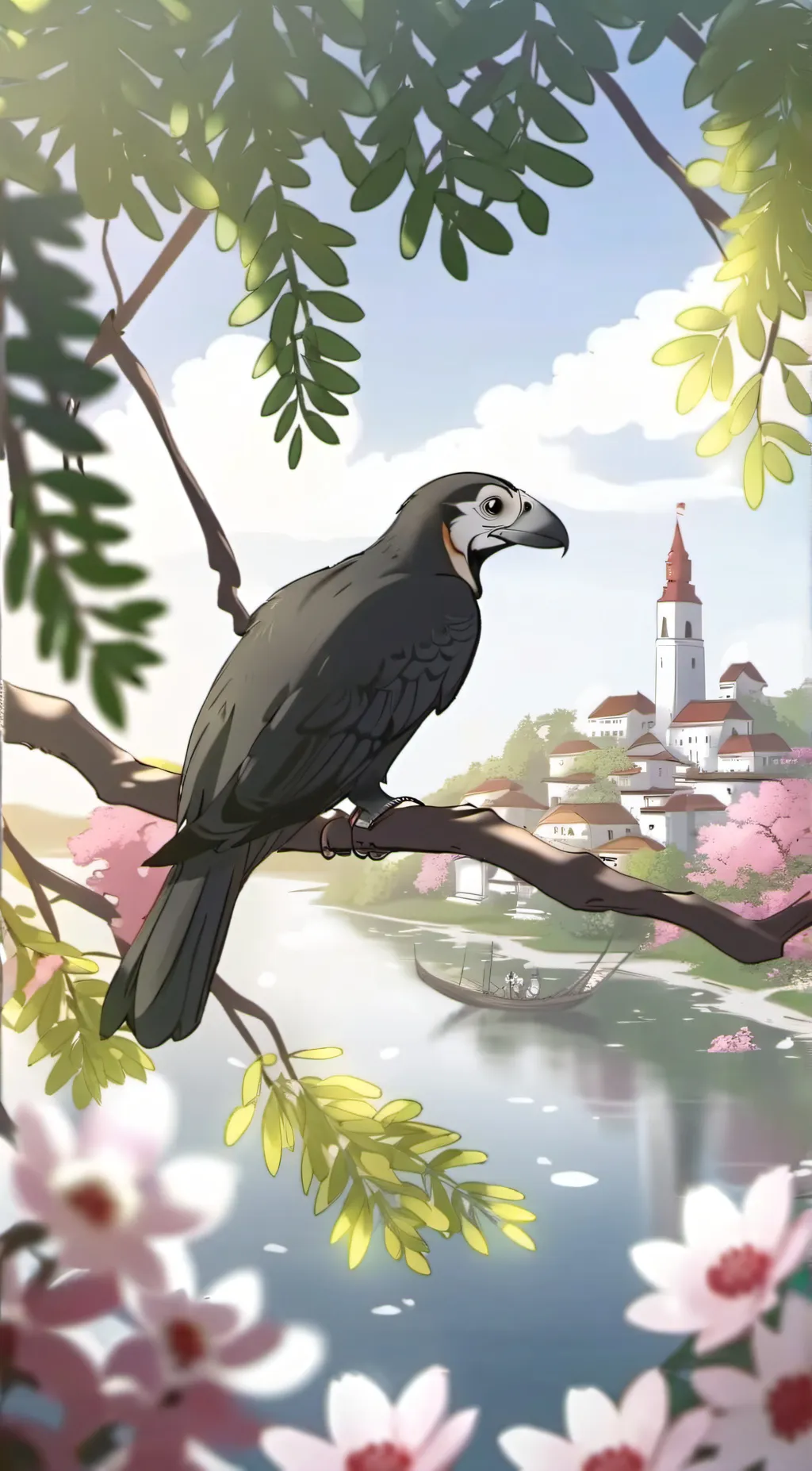 ai character: Smiling frowning  background