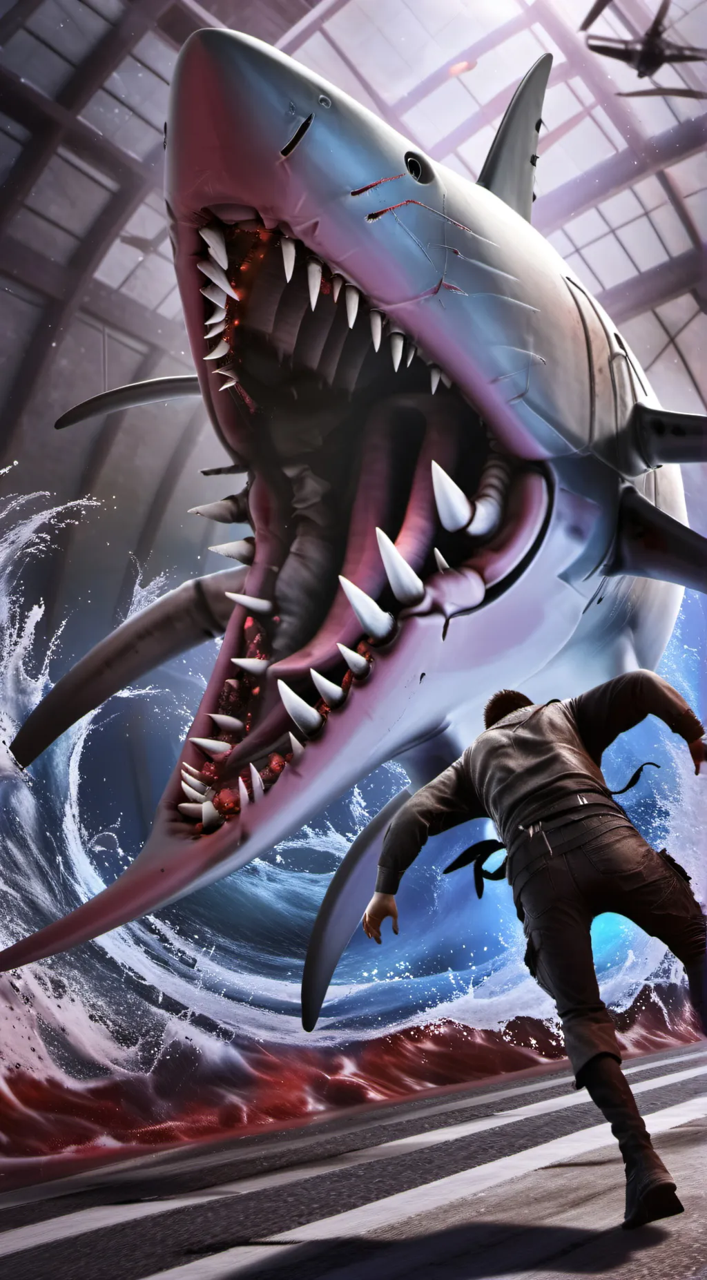 ai character: monster helicoprio background