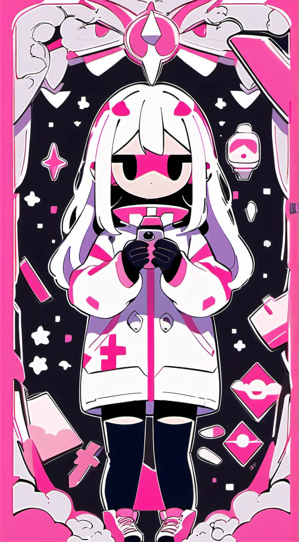 ai character: Pink Among us FNF background