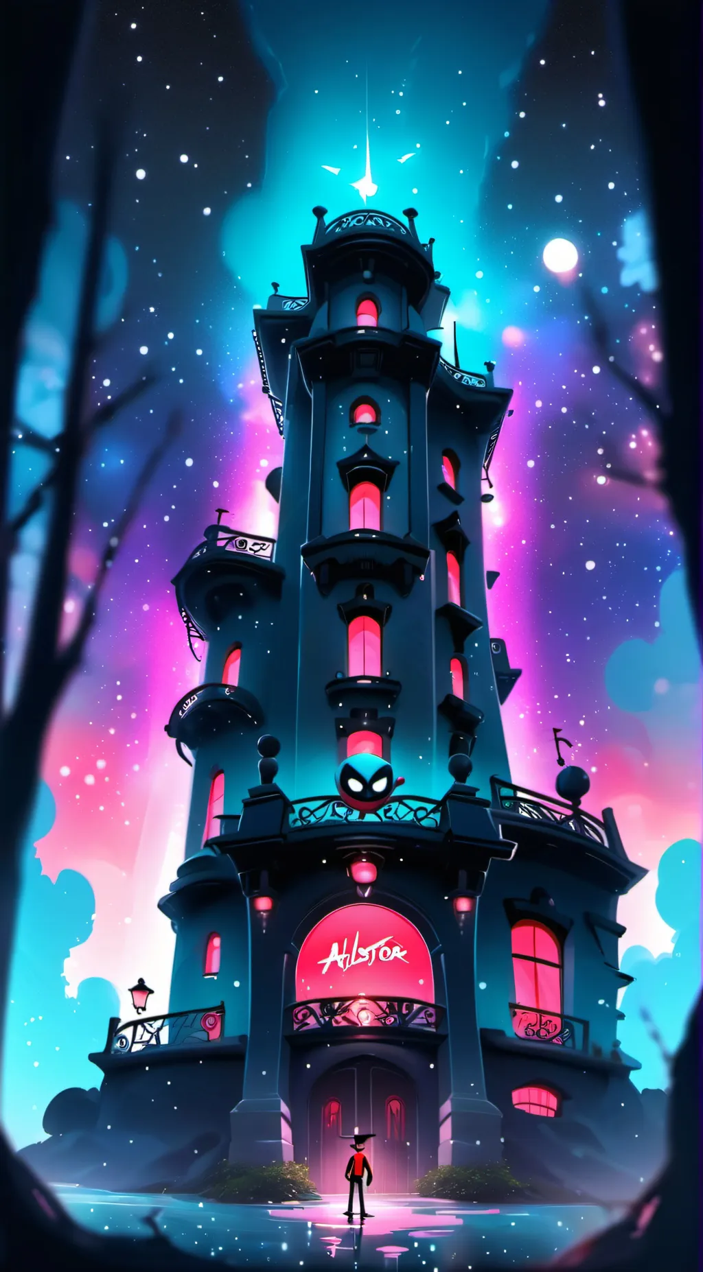 ai character: Alastor x vox  background