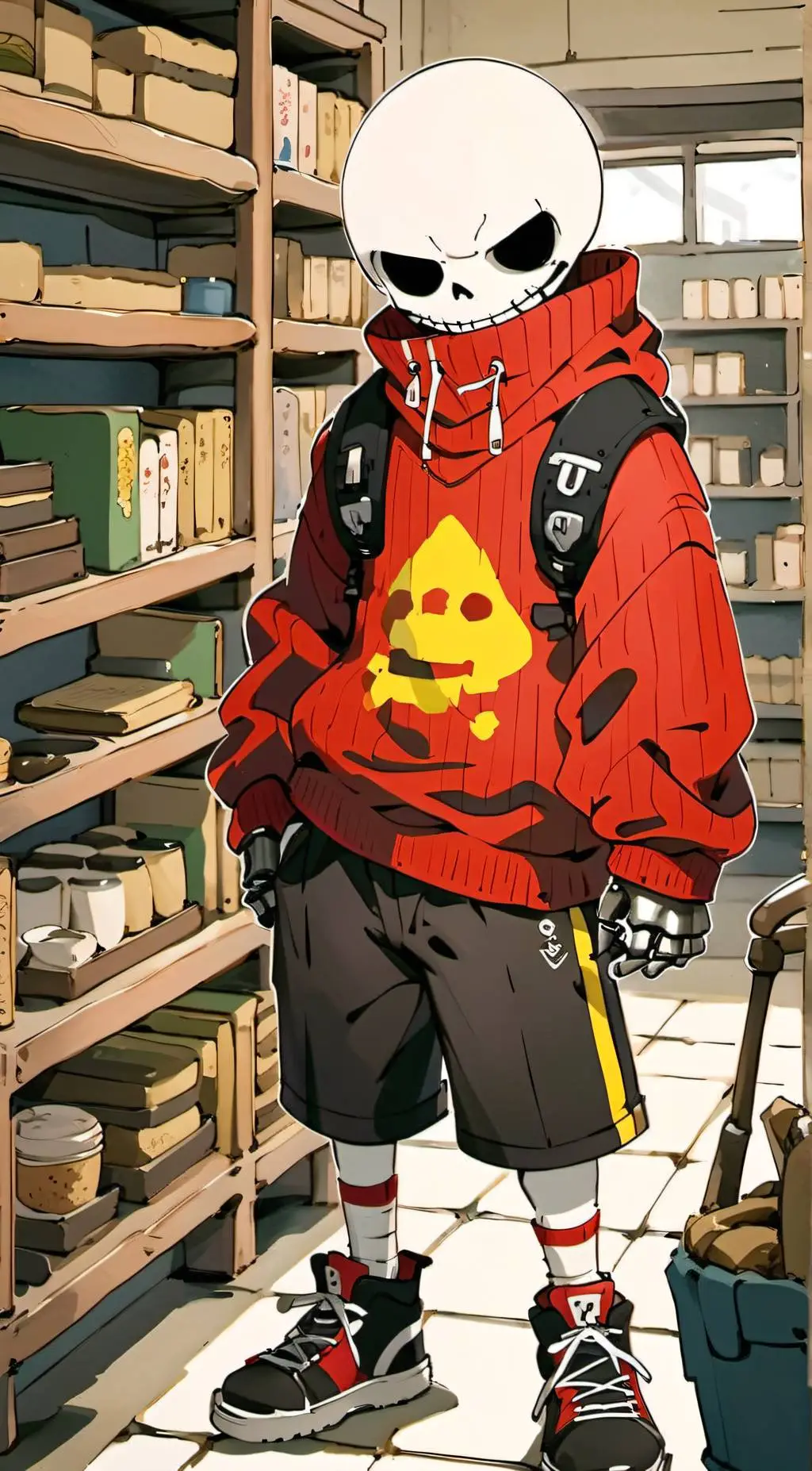 ai character: Fell Sans Bitty background