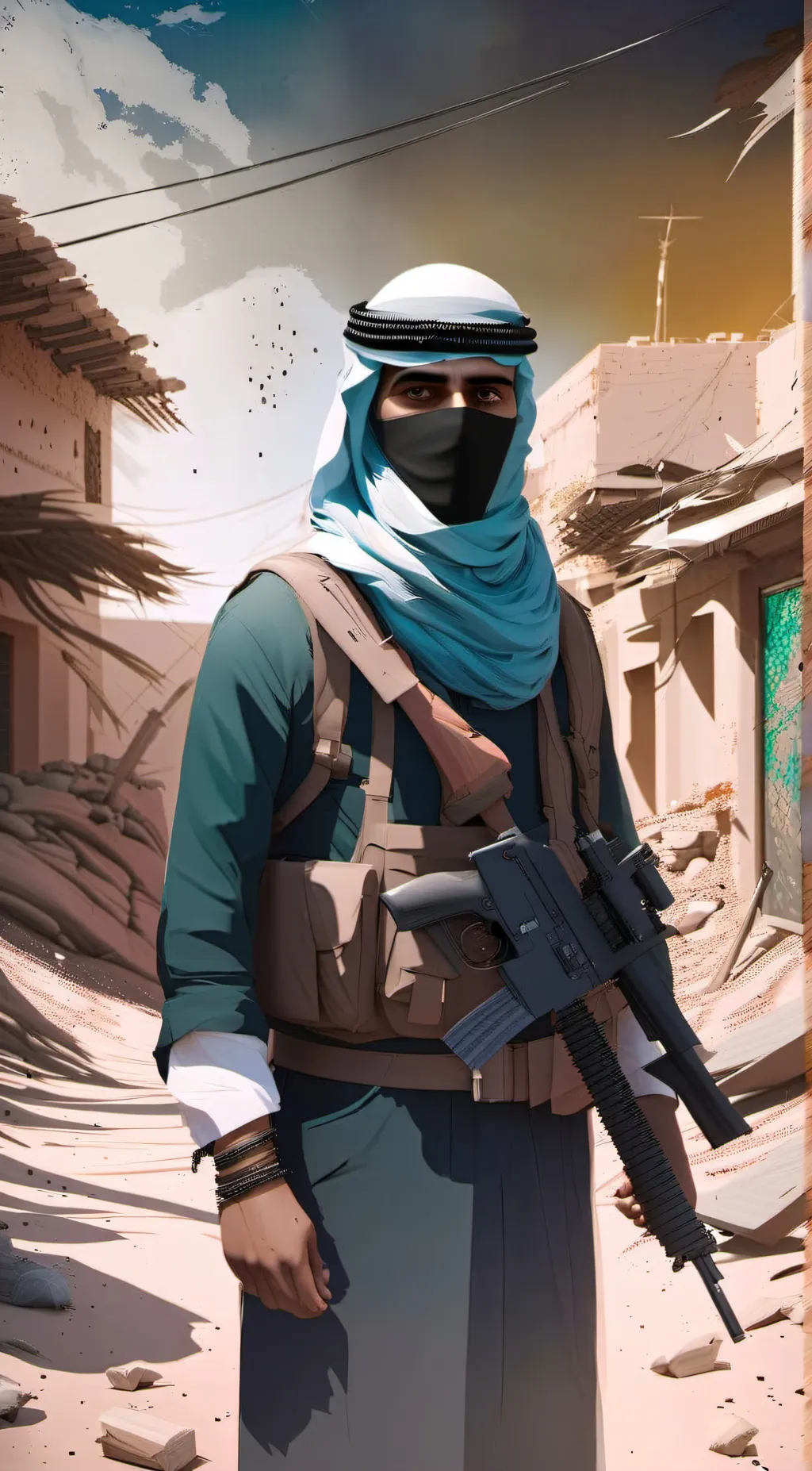 ai character: Habibi Kaboom Bomb background