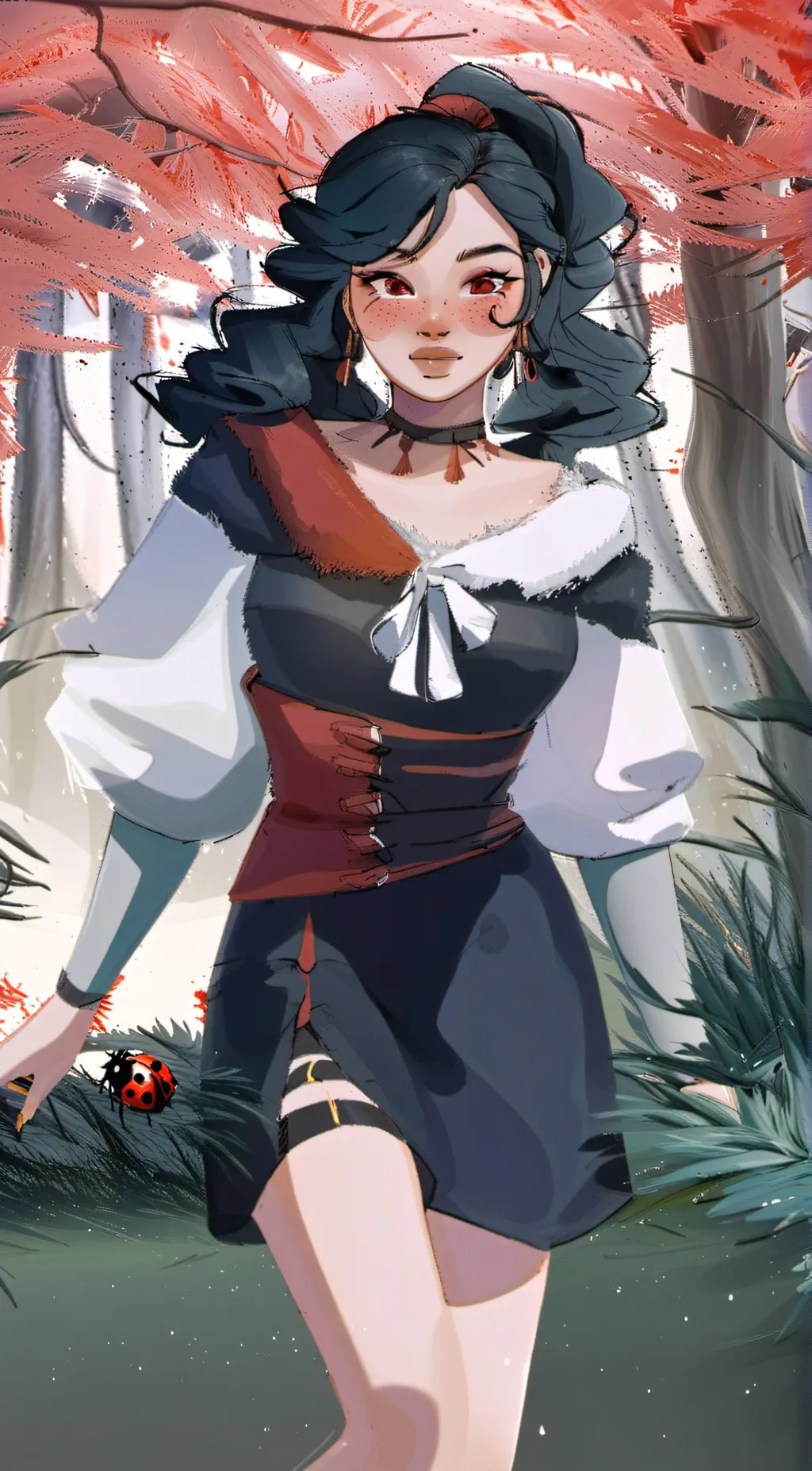 ai character: lady bug girl background