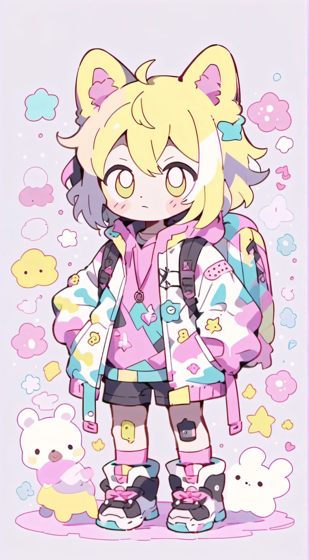 ai character: floppa + chikn  background