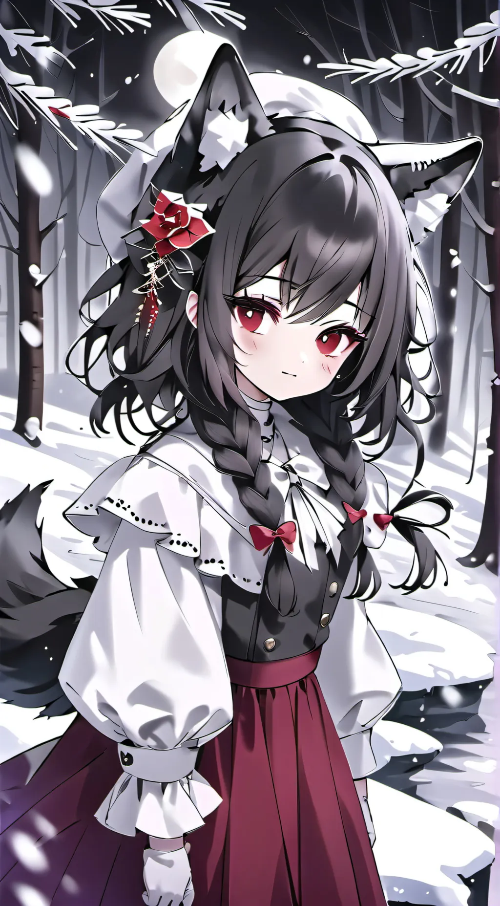 ai character: Snowy Forest background
