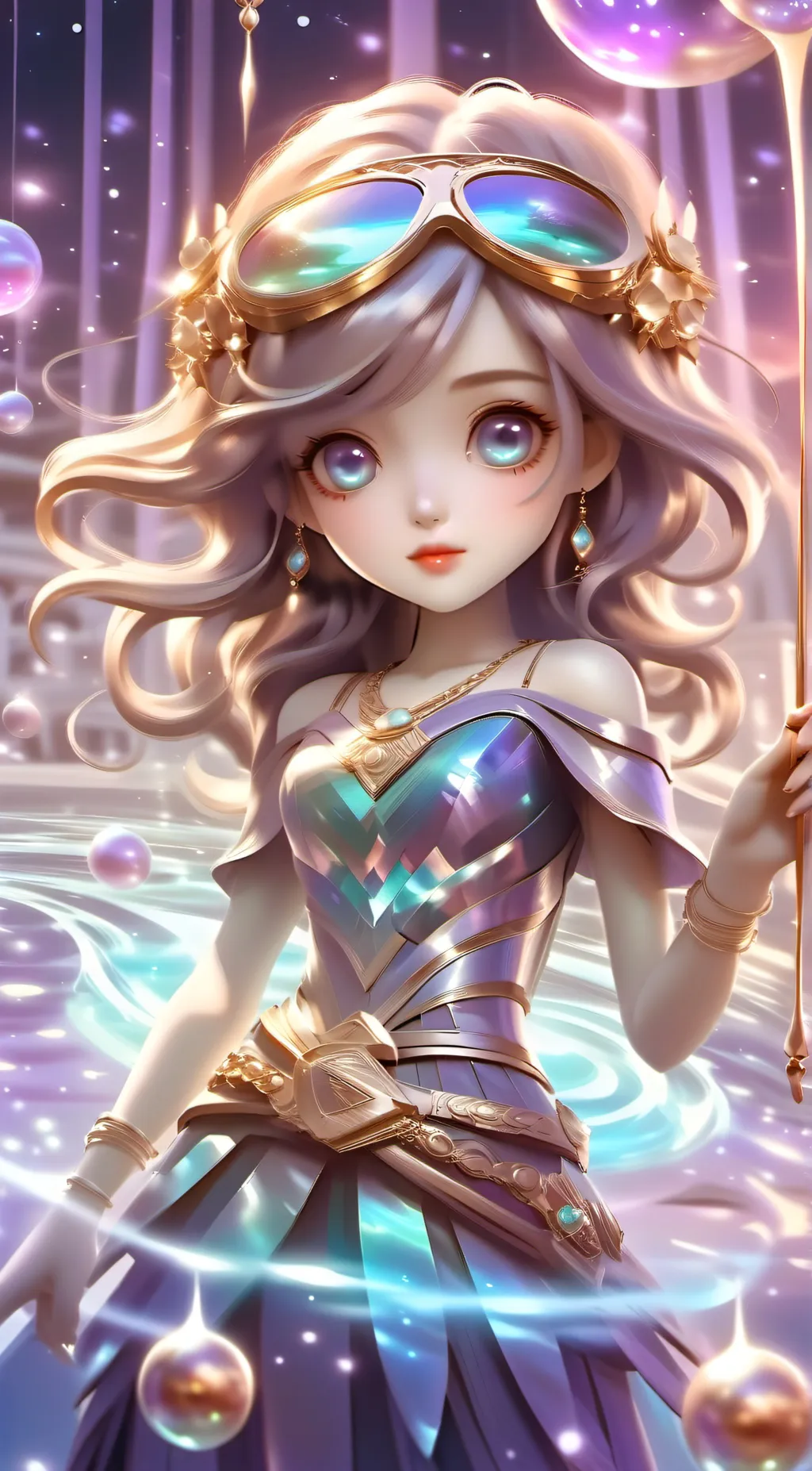 ai character: rainbow glitter background