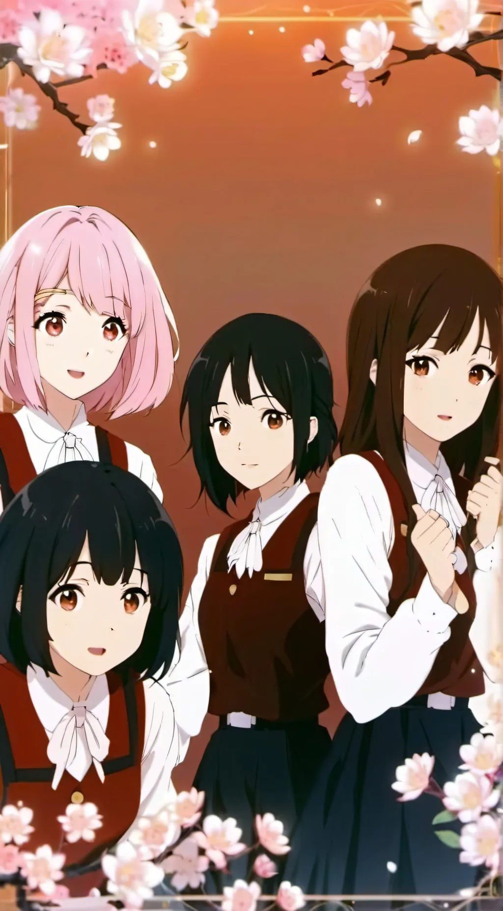 ai character: Mina and friends  background