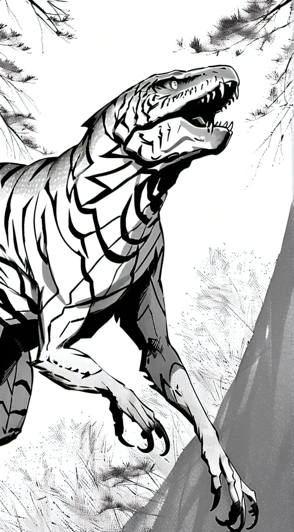 ai character: Raptor blue background