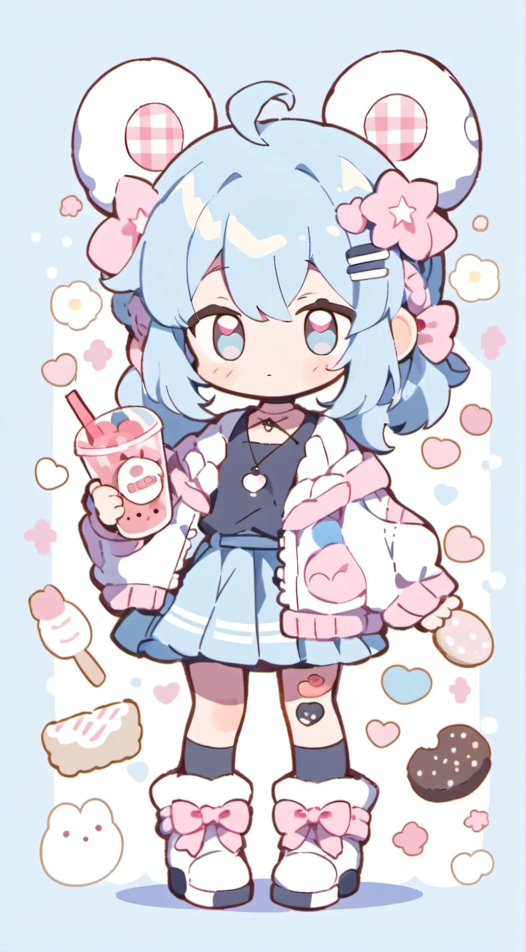 ai character: Violet background