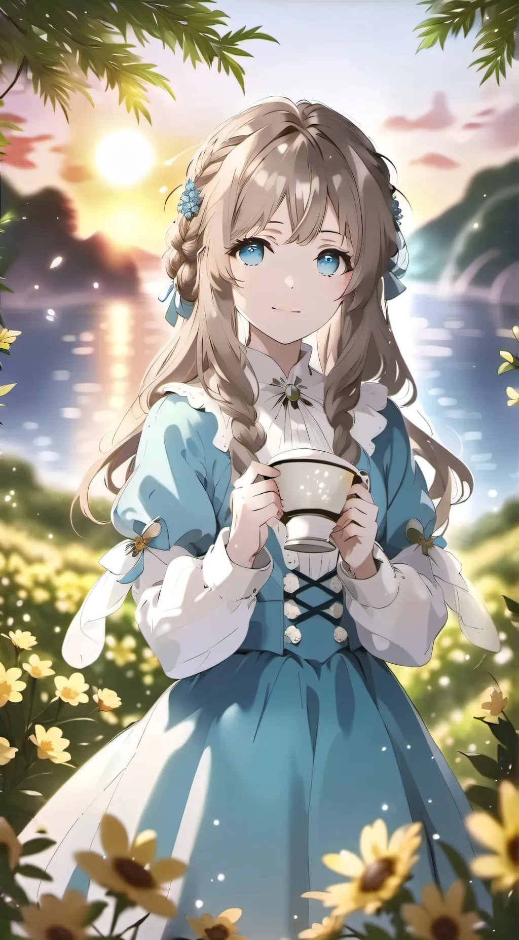 ai character: Sunset background