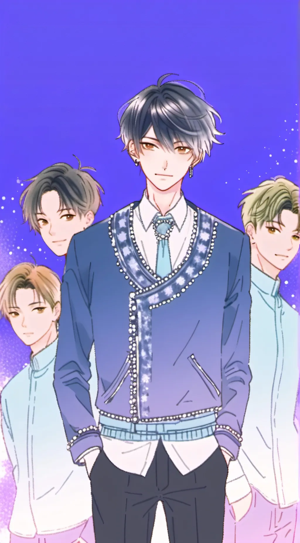 ai character: 4males group🏳️‍🌈 background