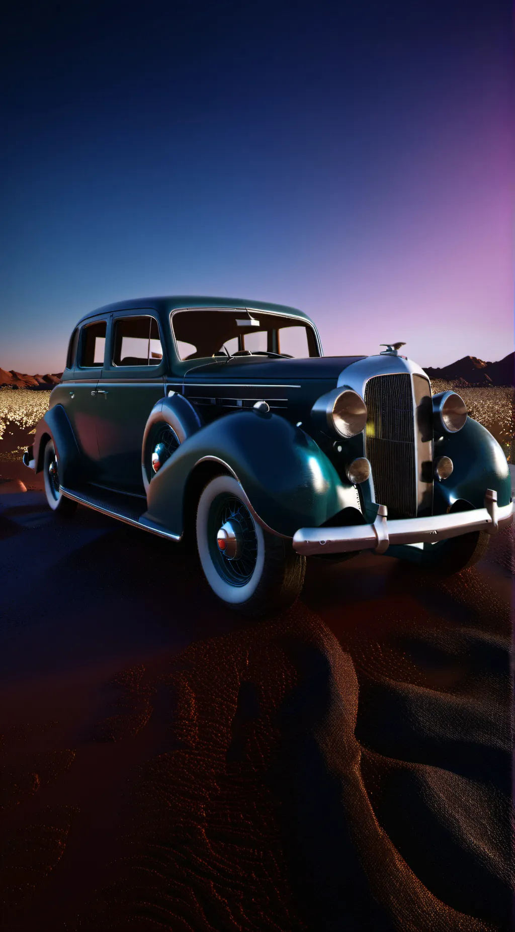 ai character: Dusty road trip background