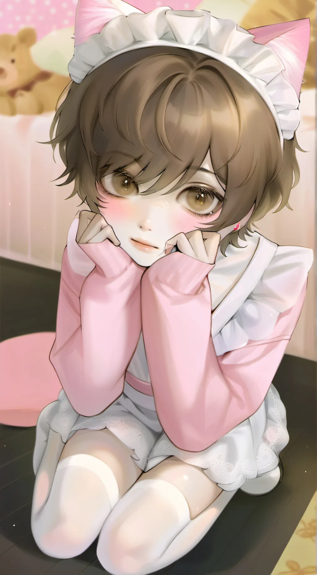 ai character: Kitty maid  background