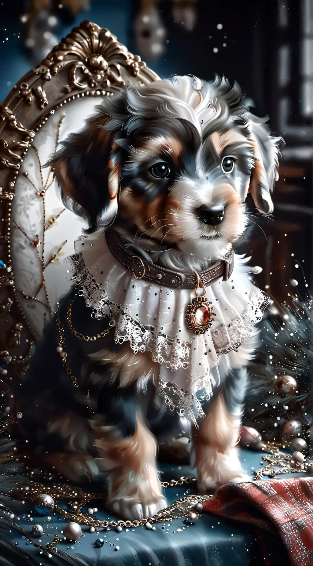 ai character: Queen puppy background