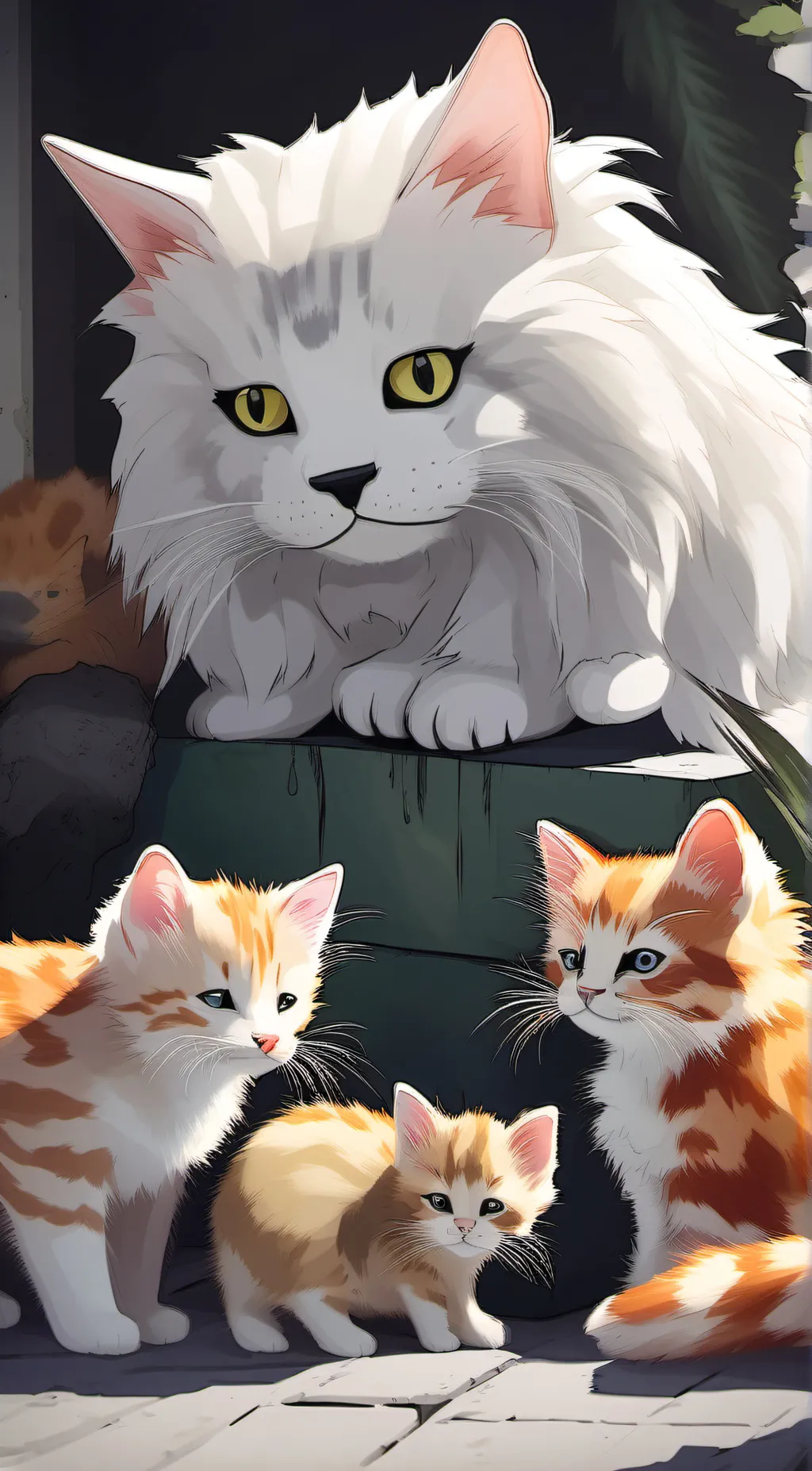 ai character: Mama cat background