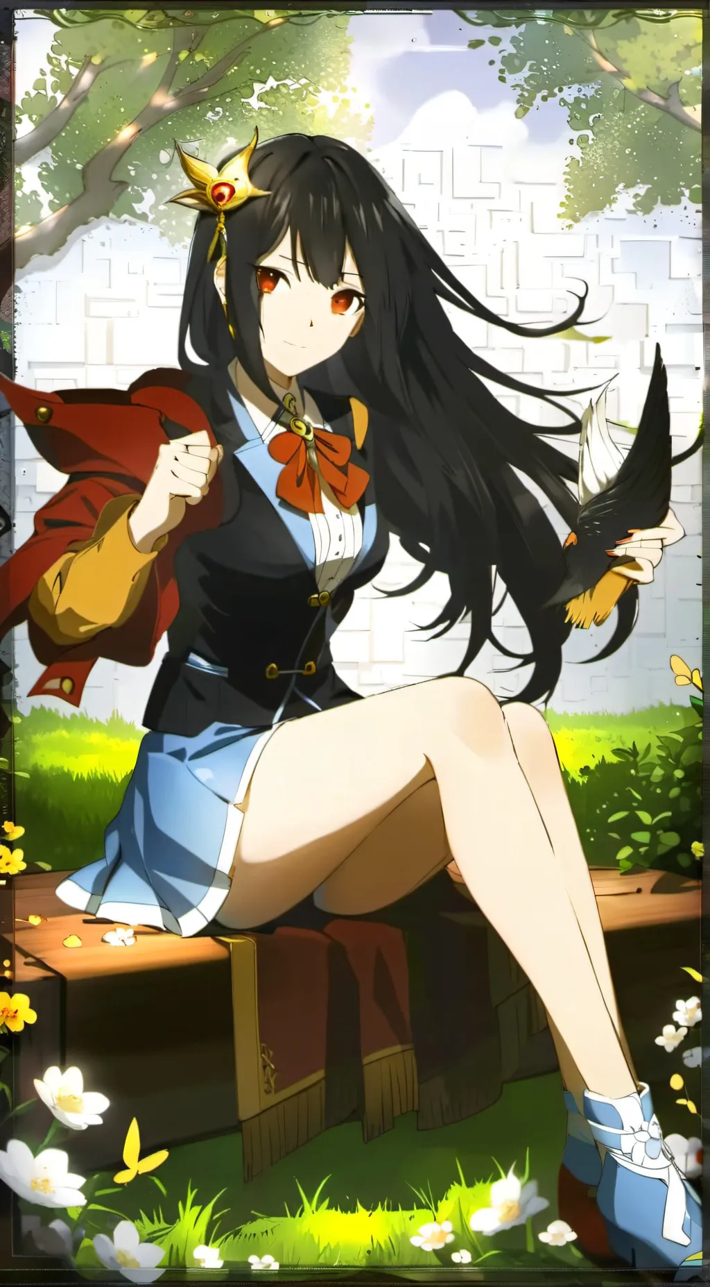 ai character: Black hair chick background