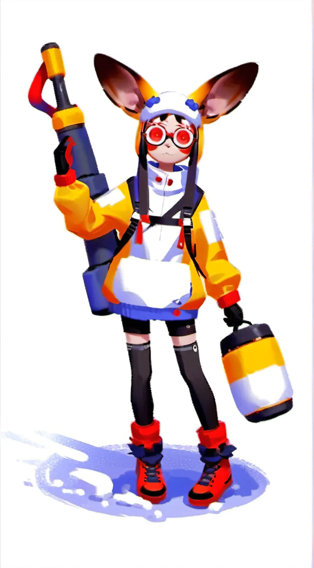 ai character: Ink splat girl background