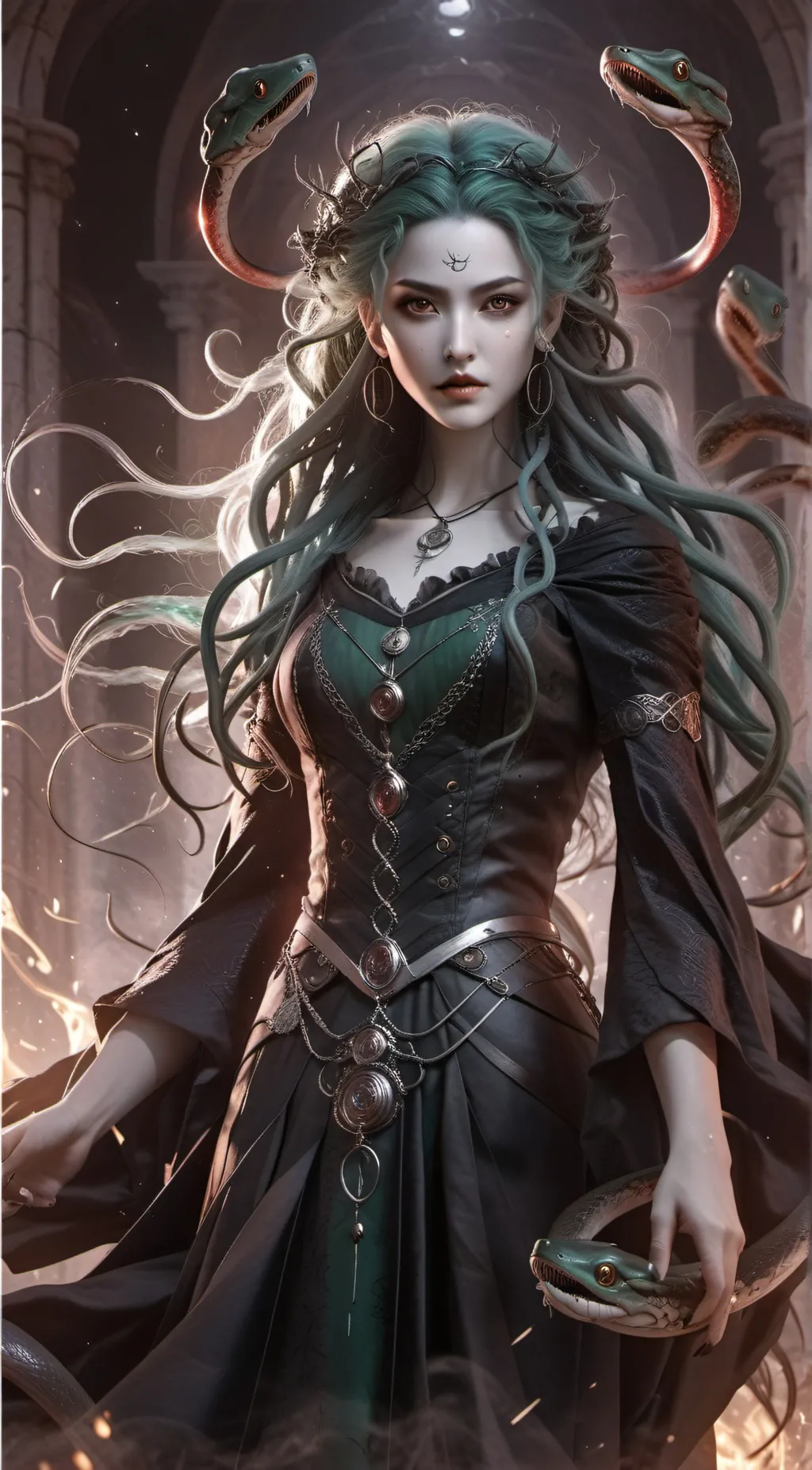 ai character: medusa + mha  background