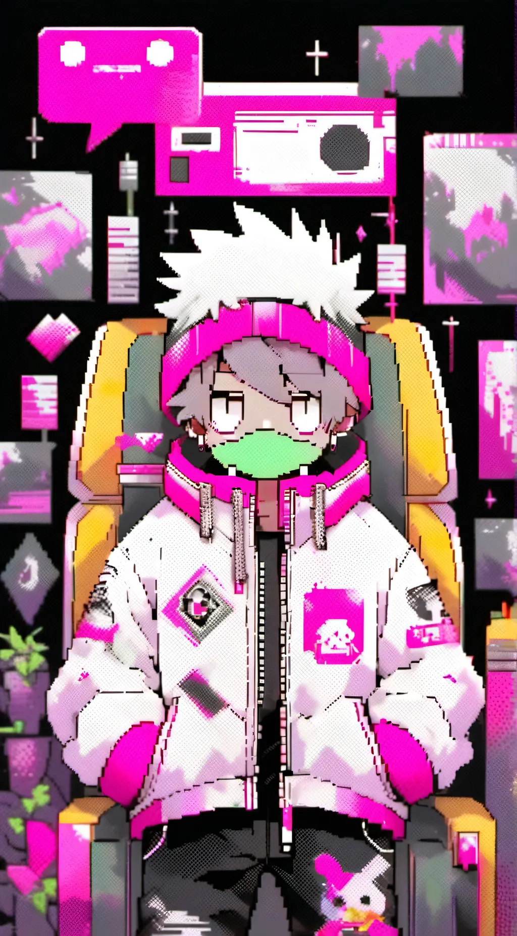 ai character: glitch king background