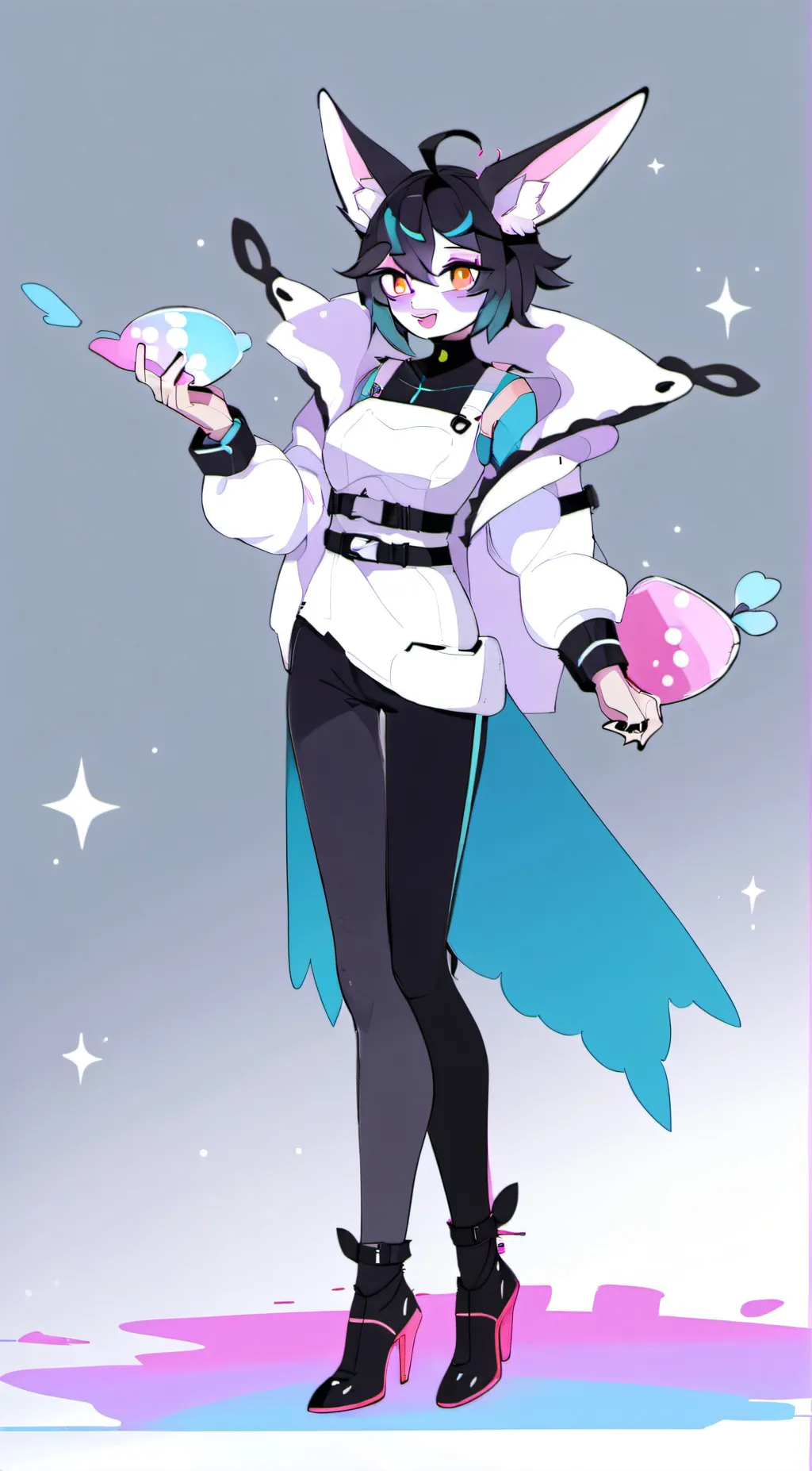 ai character: white high heels background