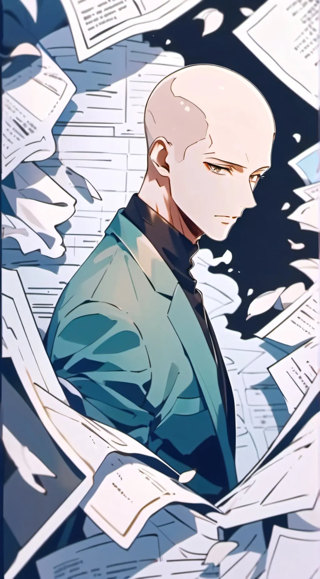 ai character: bald guy background