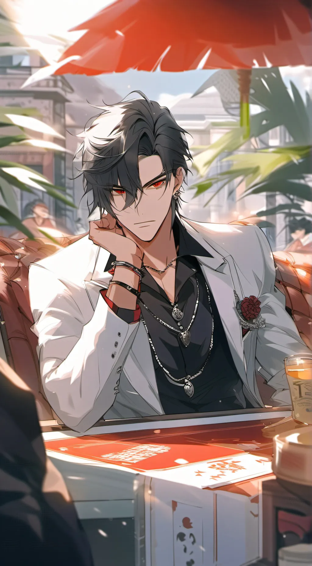 ai character: Ash mountains background